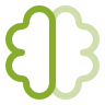 A green line art icon of a brain or clover shape, symbolizing the smart and strategic approach to commercial cleaning services Phoenix AZ.